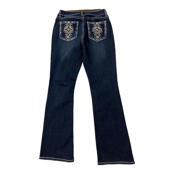 new directions Denim - New Directions Weekend Jeans Womens 12 Studded Embroidered Dark Wash Boot Cut